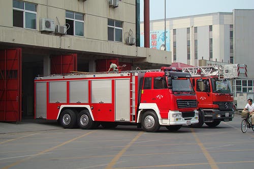 Currently Chinese fire trucks