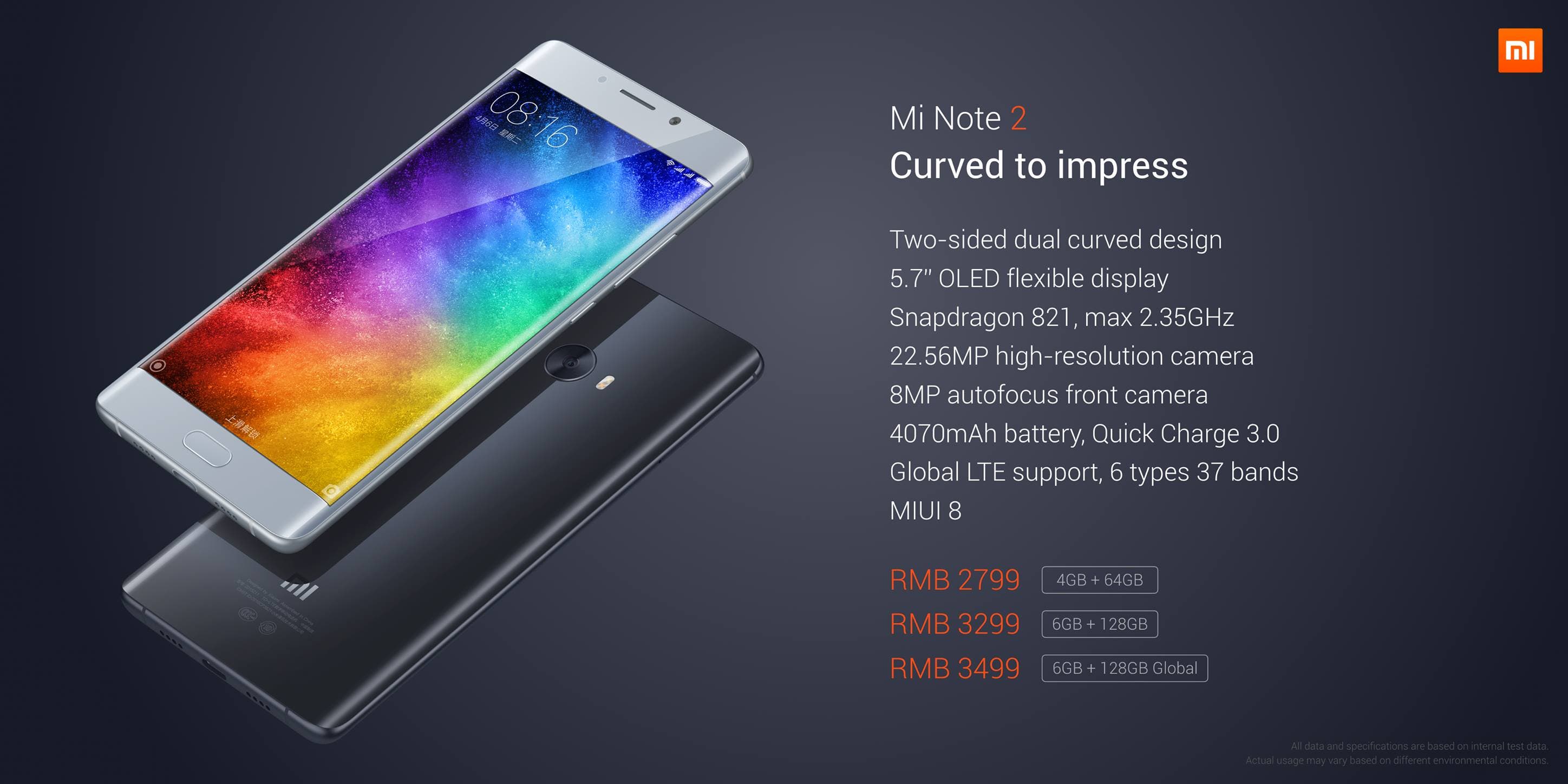 Xiaomi Mi Note 2 specifications: Curved Glass