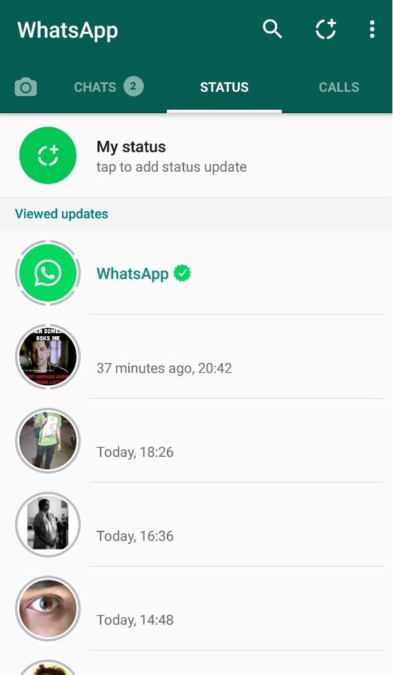 WhatsApp status. 