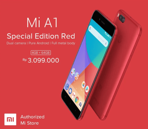 Red colored Xiaomi Mi A1