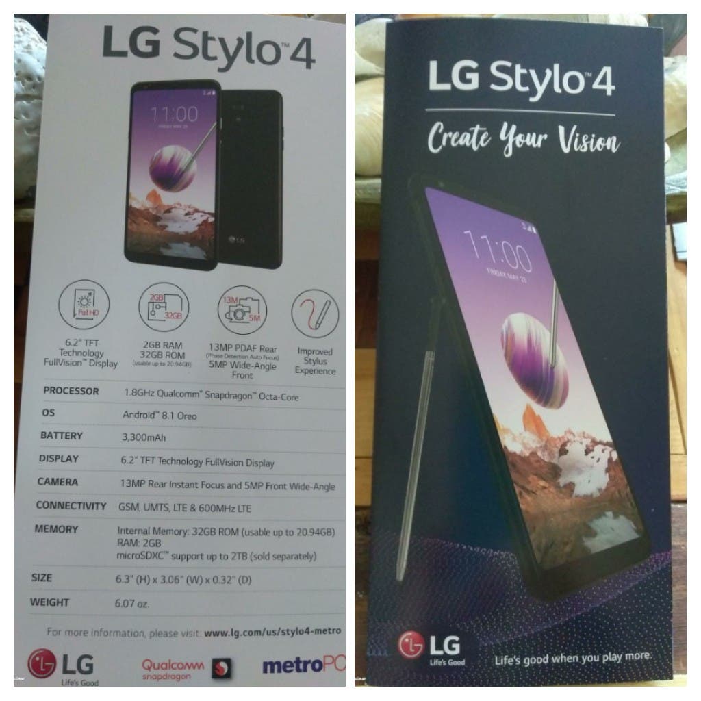 LG Stylo 4 muestra sus características en folleto publicitario