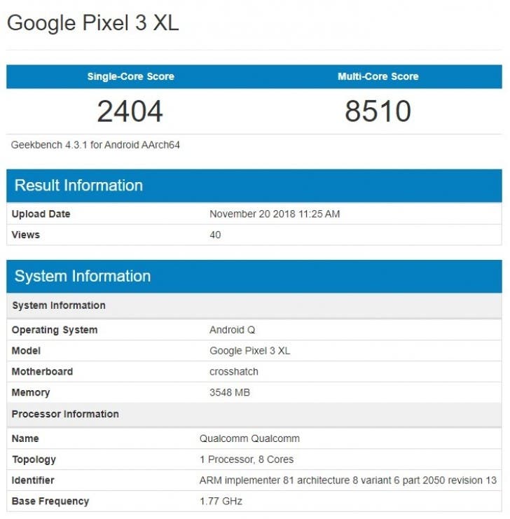 google pixel 3 xl android q