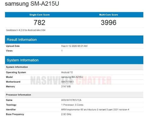 Samsung Galaxy A21 Appeared On GeekBench, Sporting Helio P35
