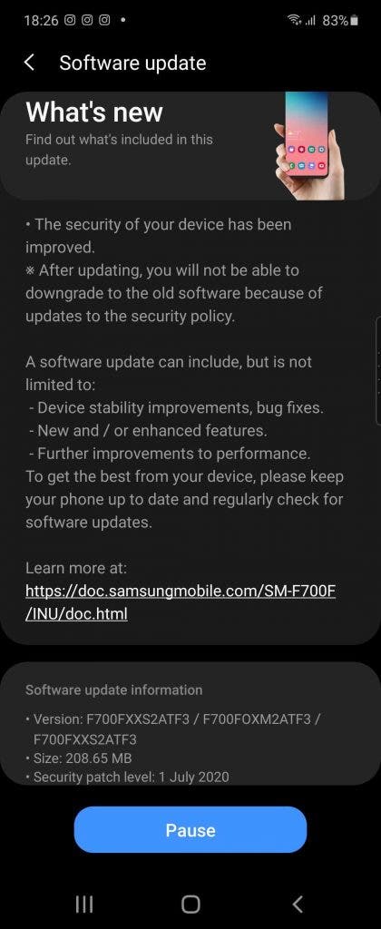 Galaxy Z Flip update