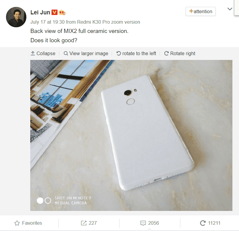 Xiaomi's upcoming flagship