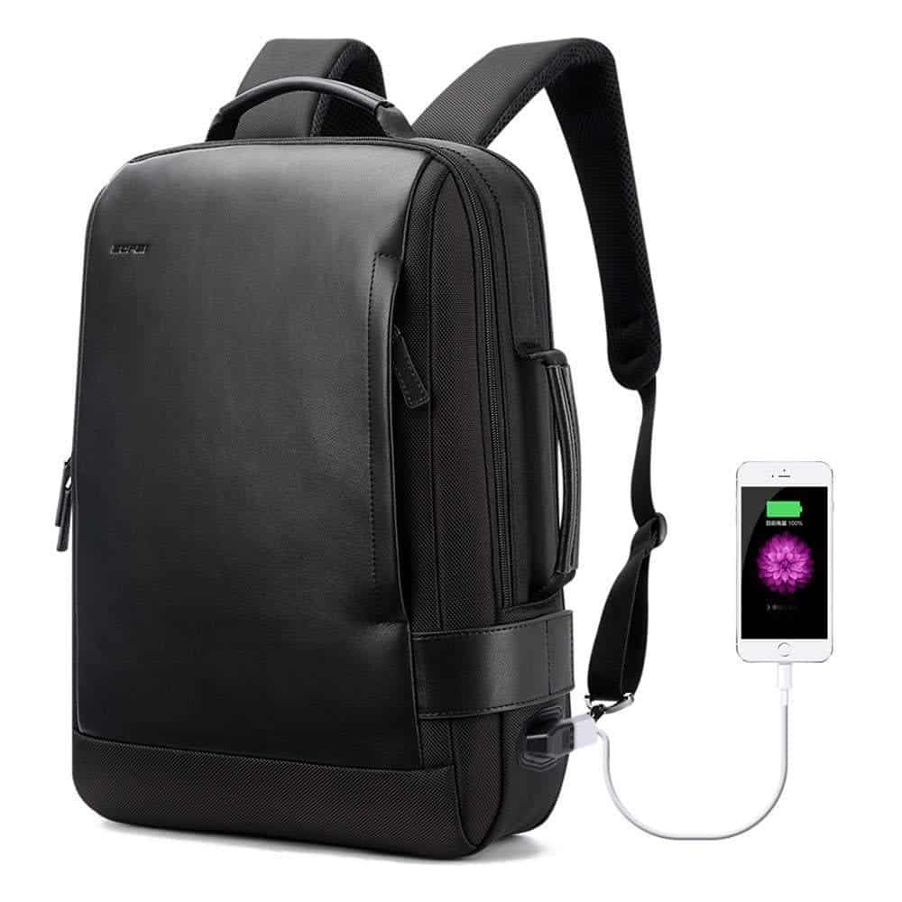 Leather backpack with USB port on sale from Lululook - Gizchina.com