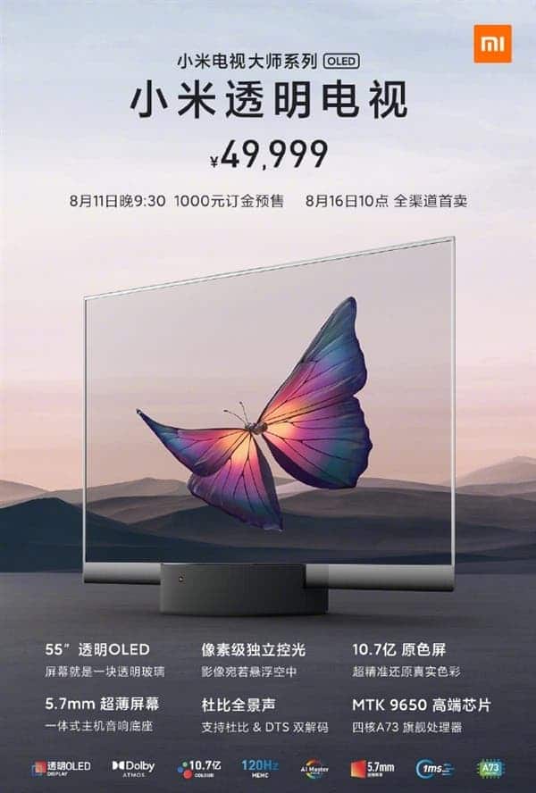 Xiaomi mi Transparent TV