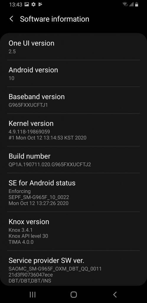 Galaxy S9 One UI 2.5