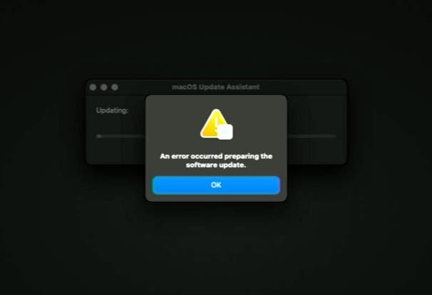 macOS Big Sur update bug