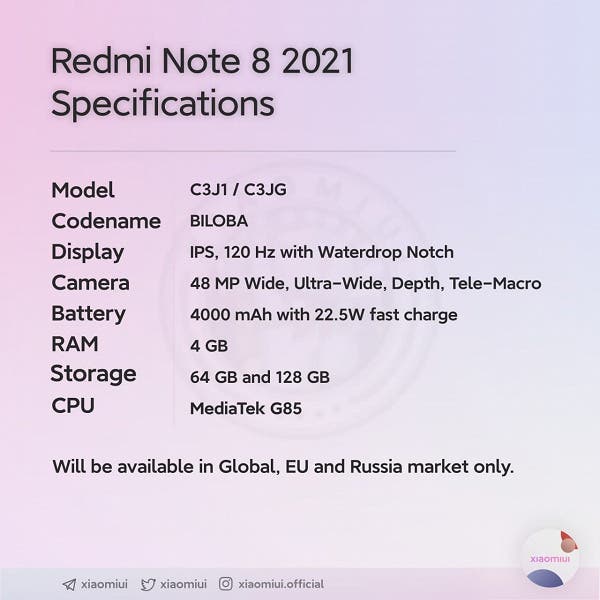 XIAOMI REDMI NOTE 8 (2021) 128GB