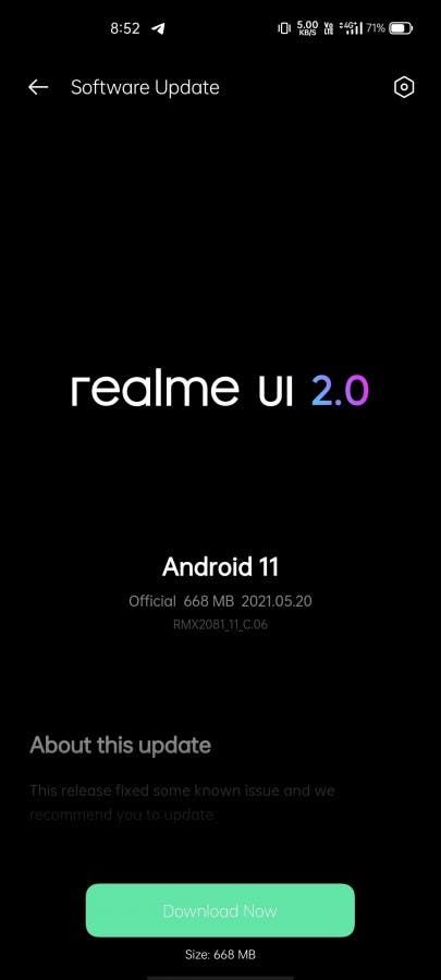 Interface utilisateur Realme