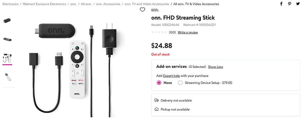 Walmart Android TV streaming stick