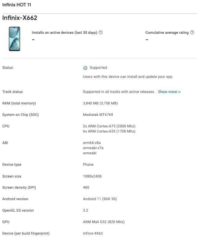 Infinix Hot 11 Specifications