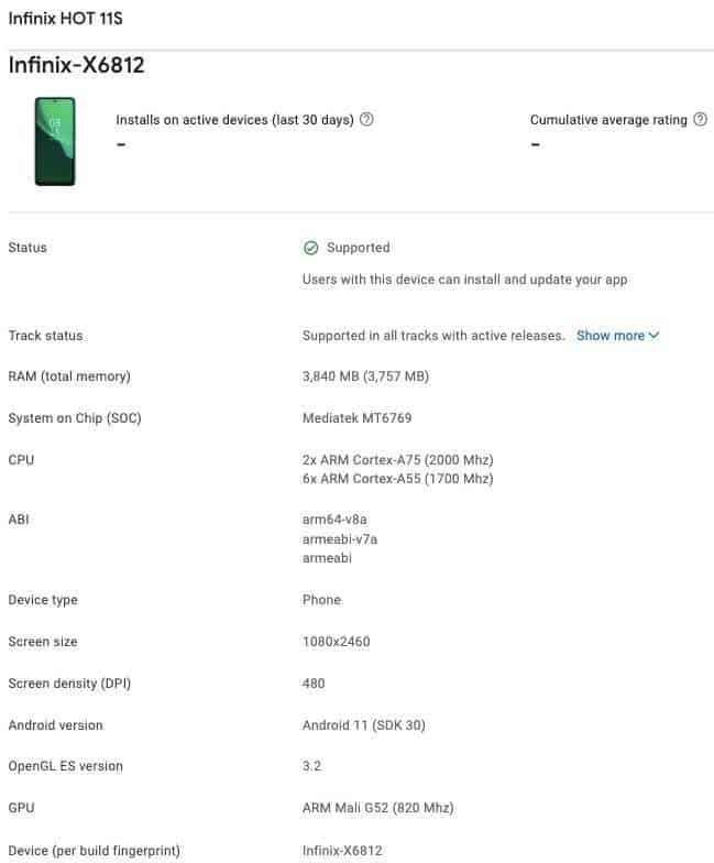 Infinix Hot 11S Specifications