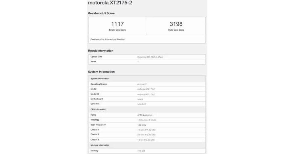 Motorola Edge S30 Geekbench screenshot_1