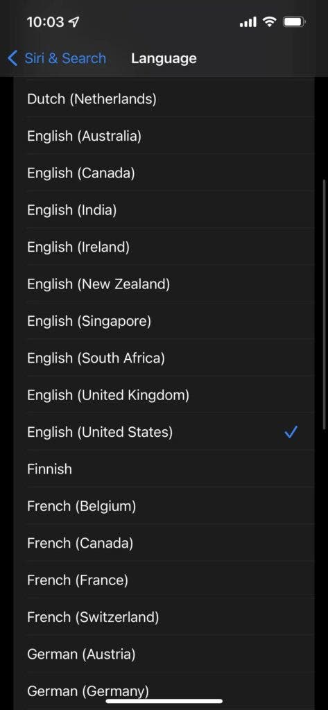 iPhone Siri Languages