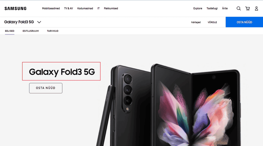 Samsung Galaxy Z Fold3 Estonia official website
