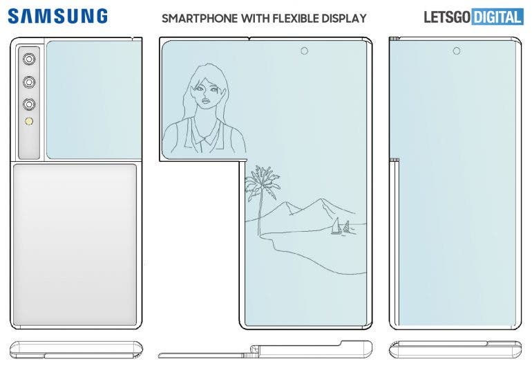 Samsung partially folding screen smartphone patent