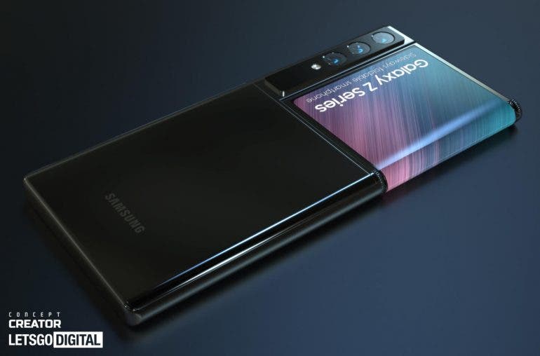 Samsung partially folding screen smartphone render