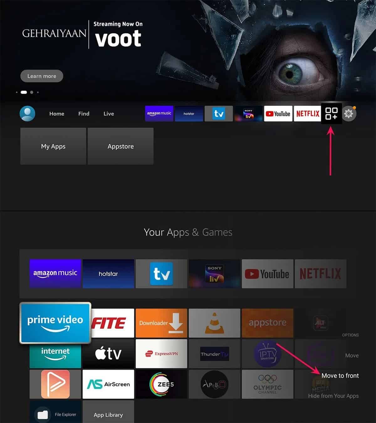 You can pint frequently-used apps on Fire TV home screen