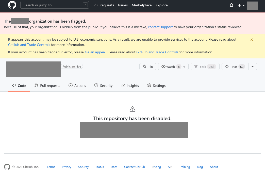 GitHub accounts blocked