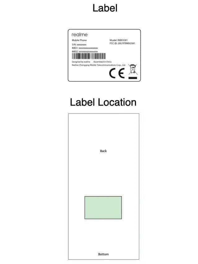 Realme C30 RMX3581 FCC Label