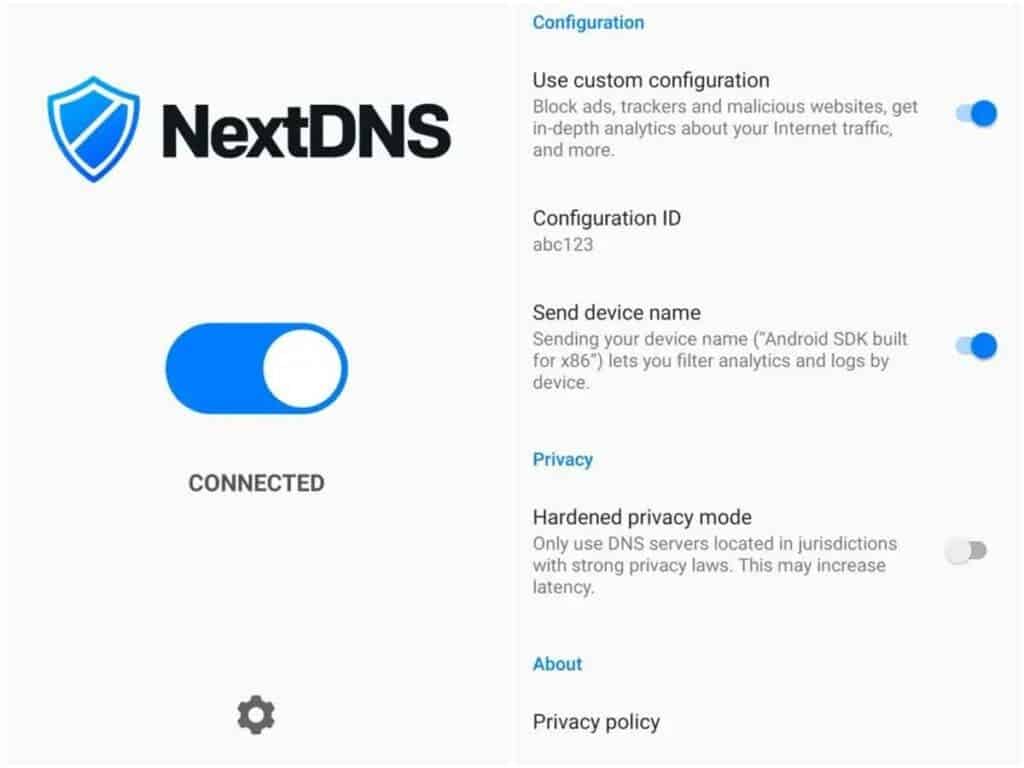 Next DNS interface