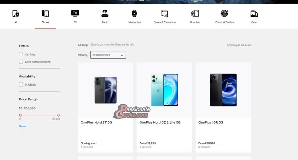 Oneplus Nord 2T 5G listed on Oneplus India
