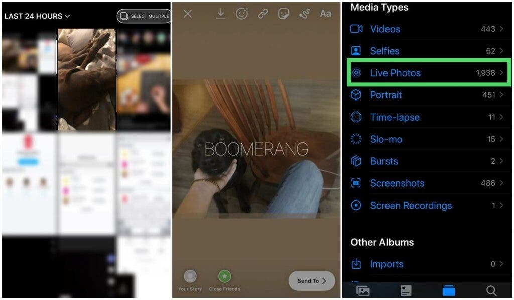 How To Post A Live Photo On Instagram - Boomerang Setting