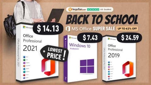 Microsoft Office 2021 for $14.13 and Windows 10 Pro for $7.43 Keysfan Back to School Sale