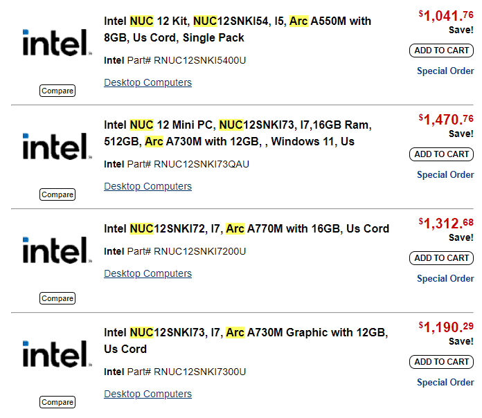 Intel NUC with Inte Core CPUs