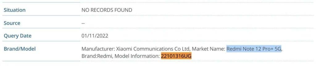 Redmi Note 12 Pro+ 5G global variant IMEI