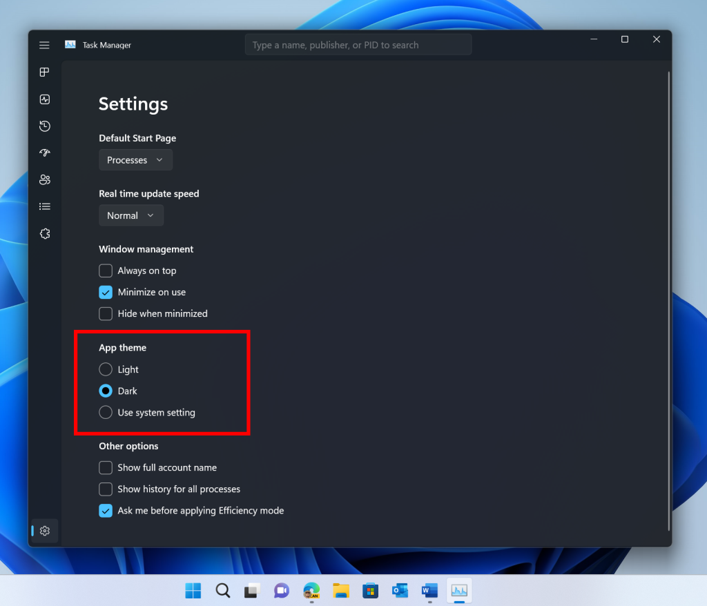 task manager theme options 1024x878 1 | Windows 11 now offers better control of what’s running on your PC | The Paradise News