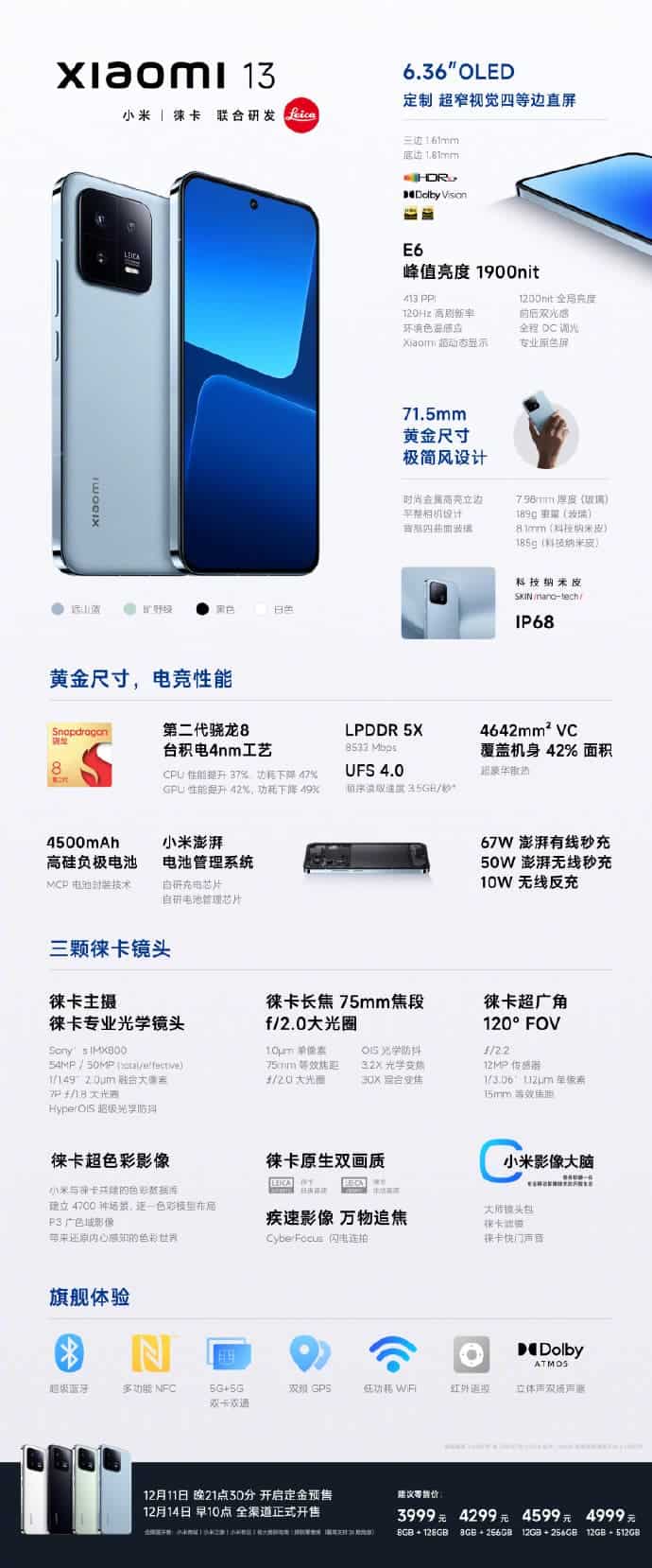 Xiaomi 13 specs