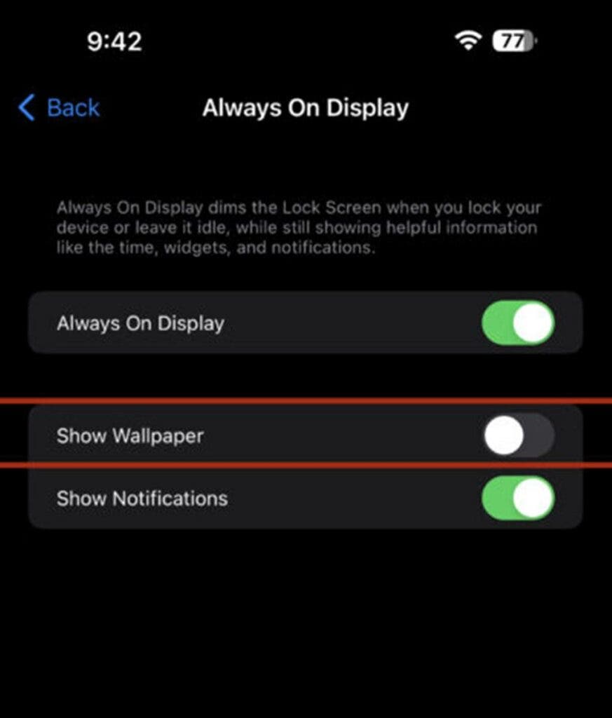 how to disable always on display iPhone 14 Pro_settings_2