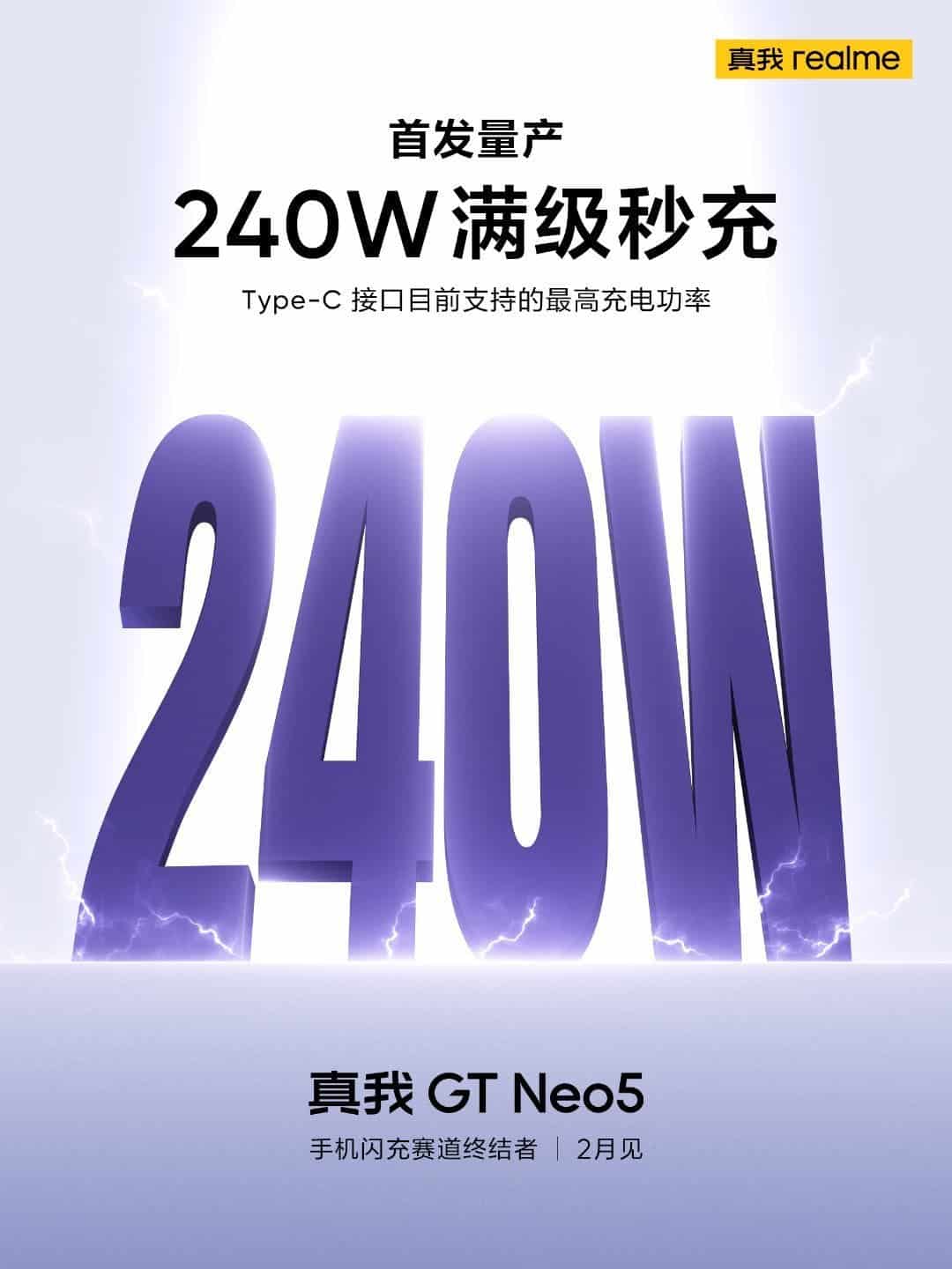 Realme 240W fast charging