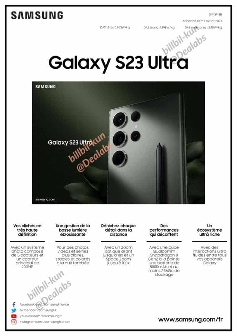 New Leak Reveals Impressive Specs of Samsung Galaxy S23 Ultra – Complete Spec Sheet!