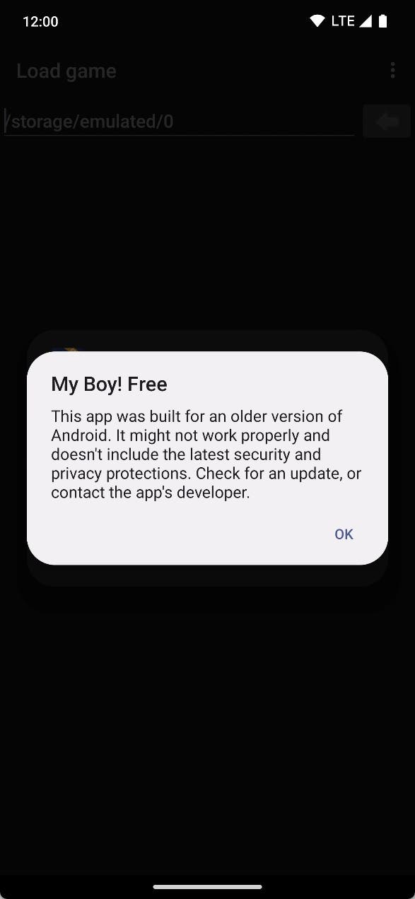 App Warning on Android 14