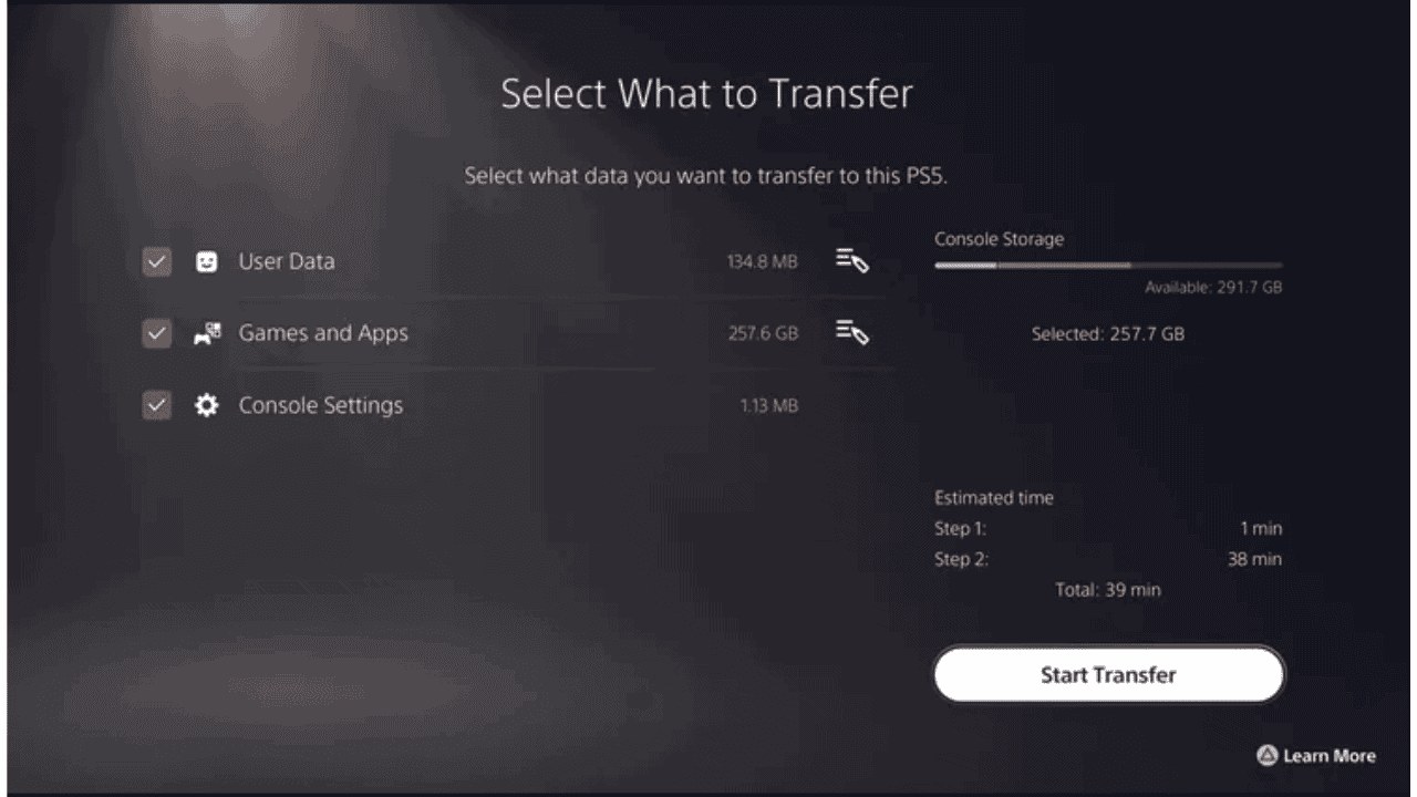 transfer data of ps4 to ps5