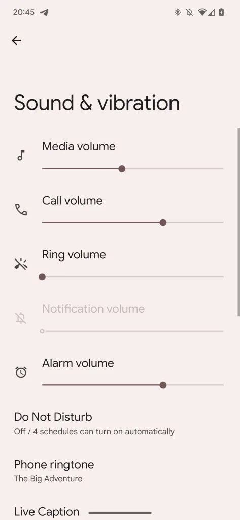Android volume controls