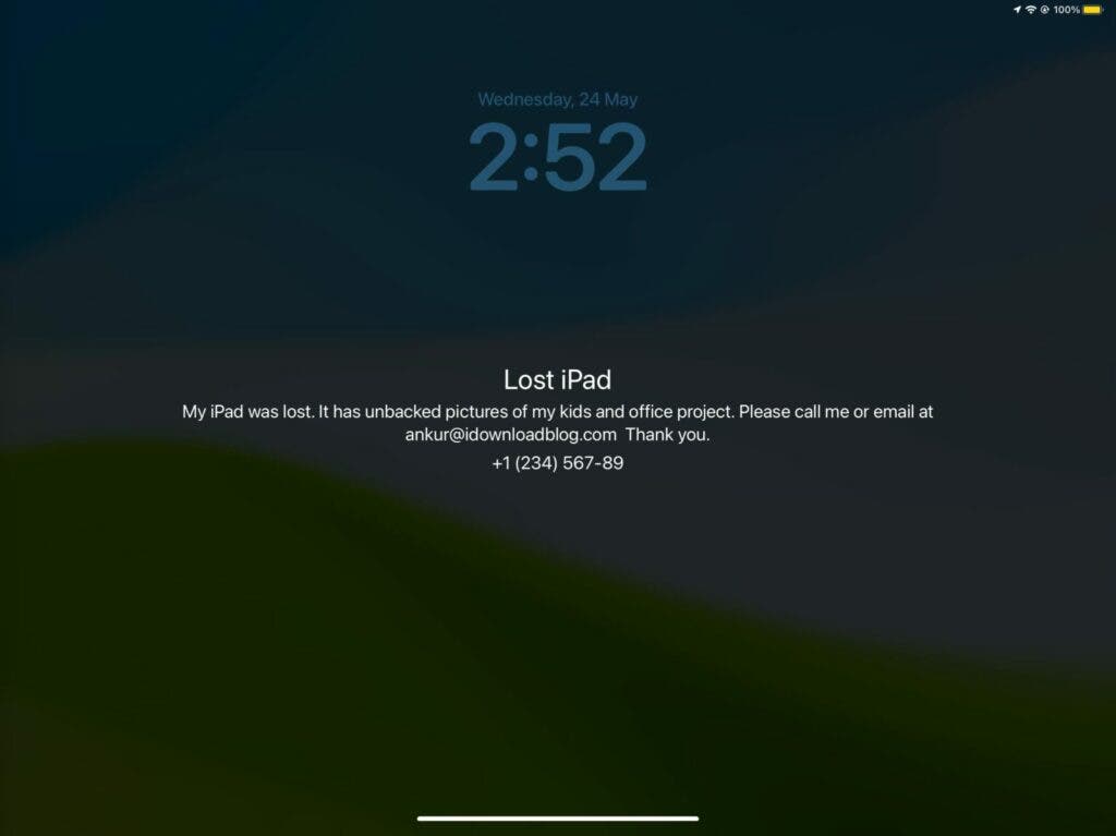Apple Lost Mode Message