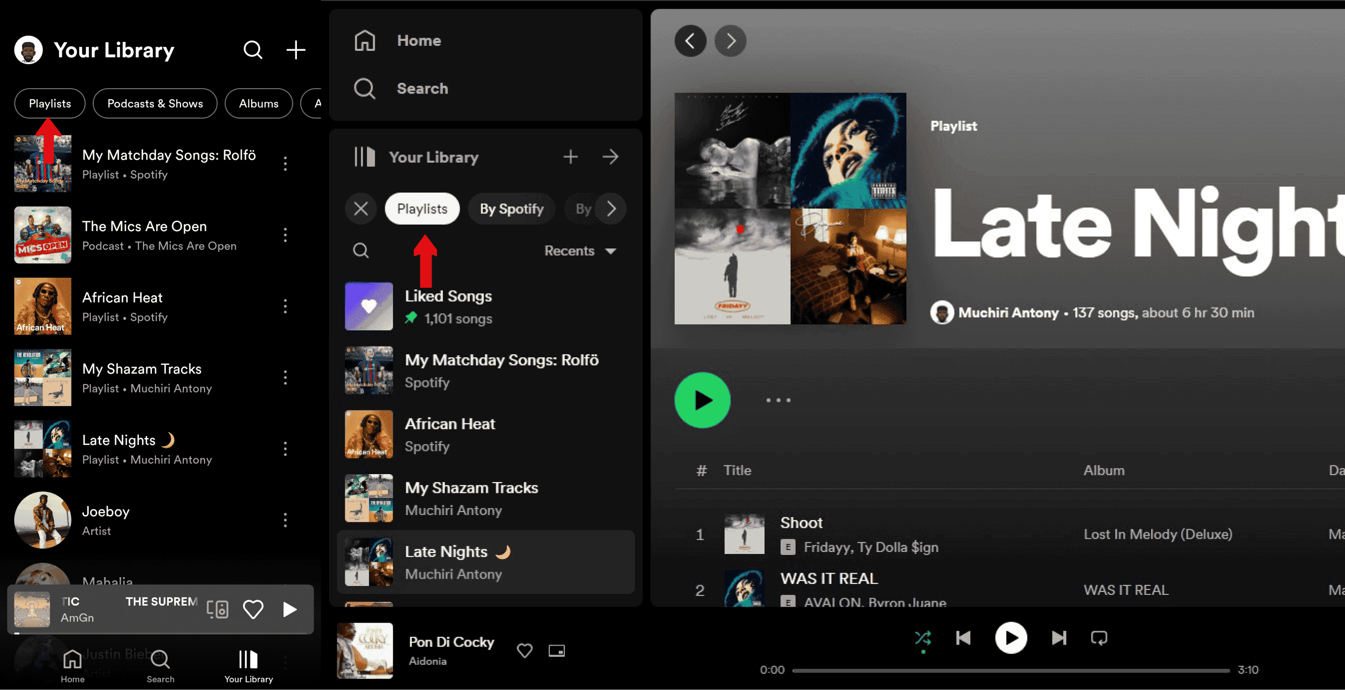 Spotify Playlists web and mobile