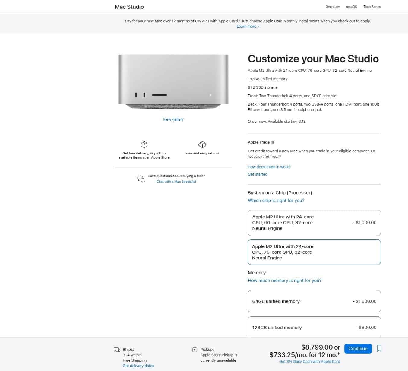 Alto precio de instalación para Apple Mac Studio