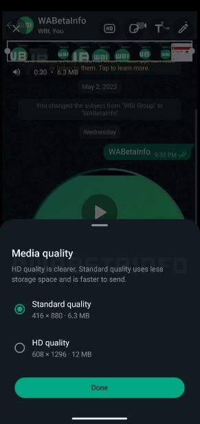 WhatsApp HD quality videos