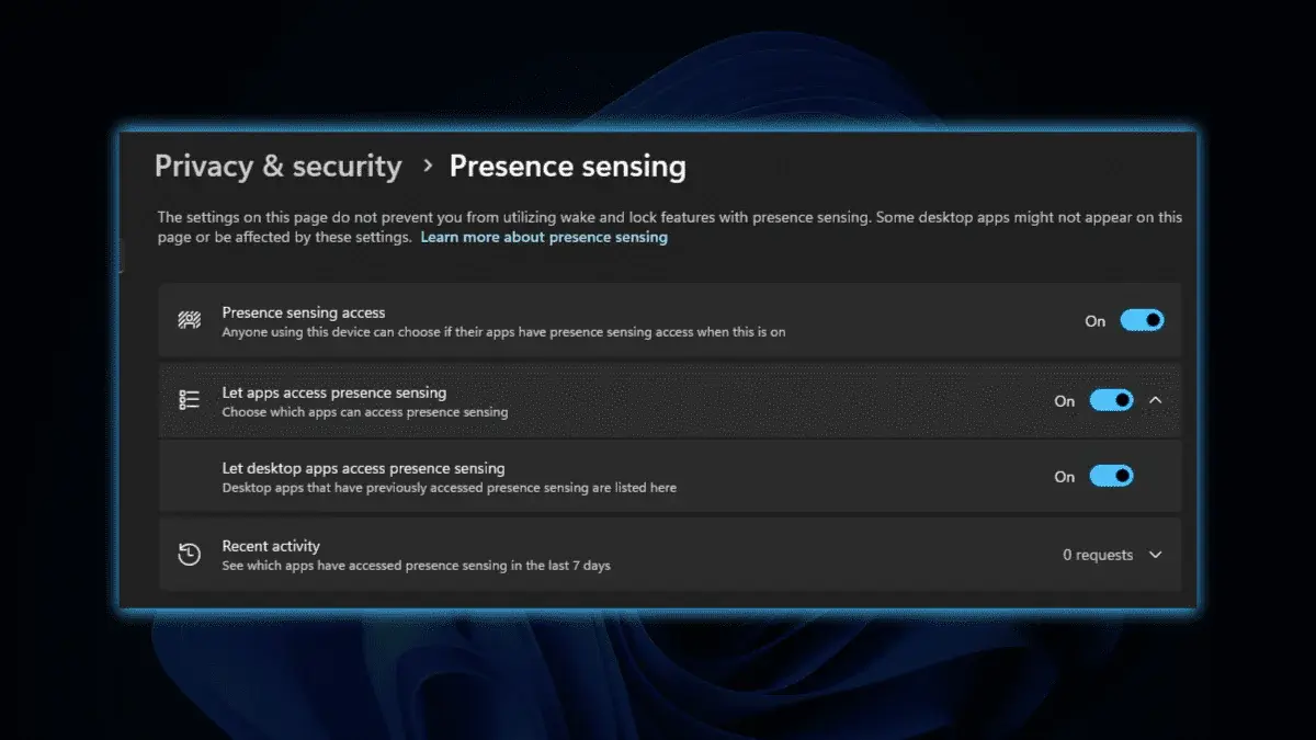Presence Sensing in Windows 11