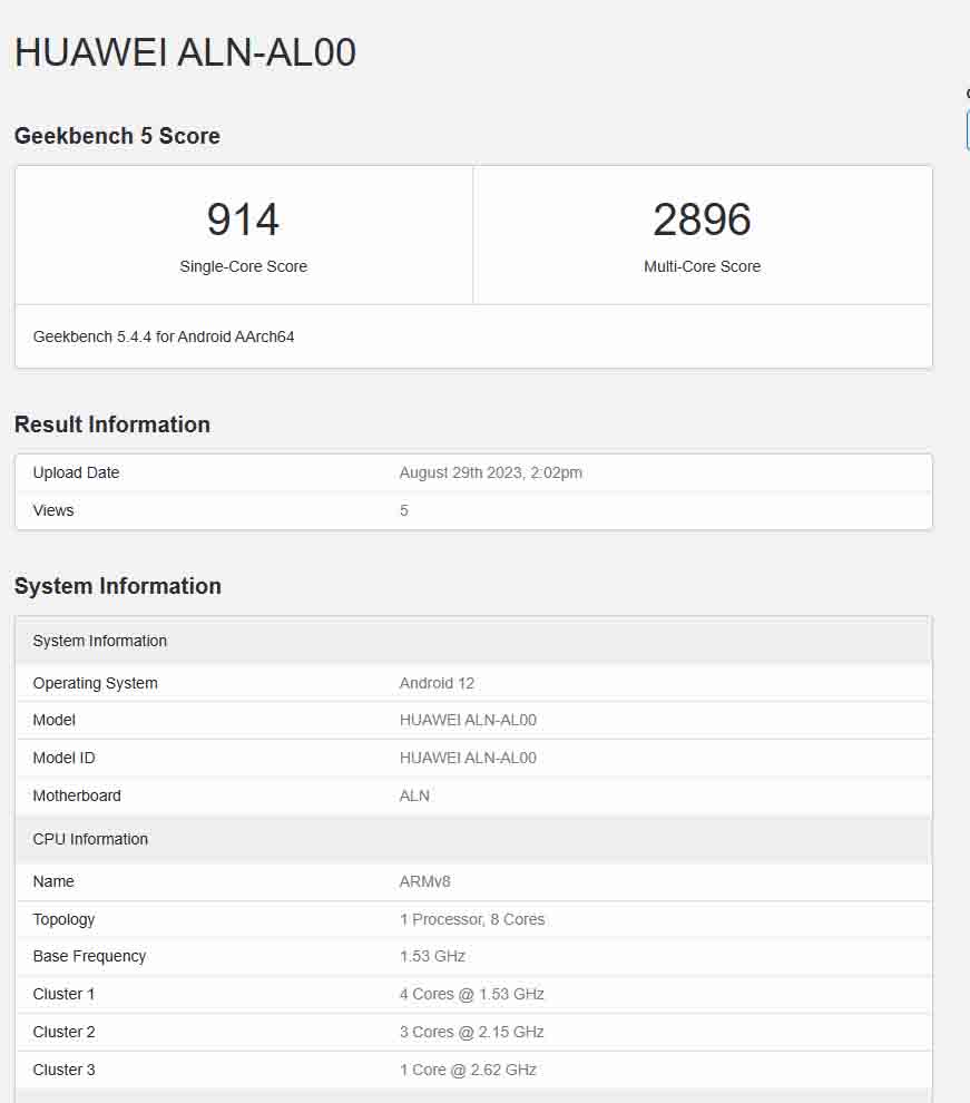 Huawei Mate 60 Pro on GeekBench