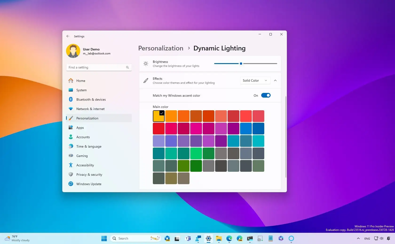 Windows 11 Dynamic Lighting