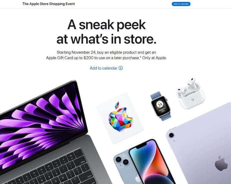 Apple "Black Friday" and "Cyber ​​Monday" promotions