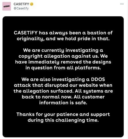 CASETiFY responds to plagiarism/copyright controversy