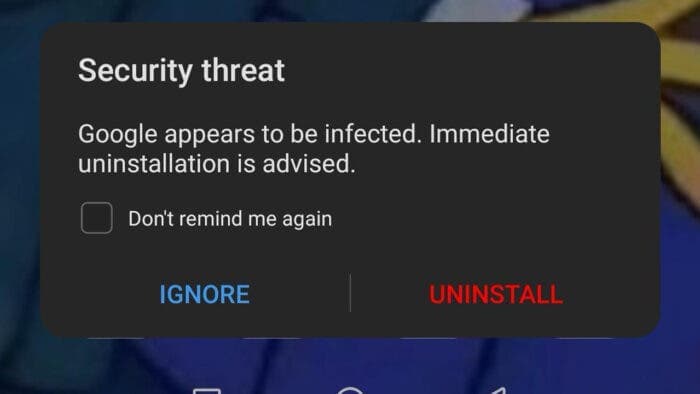 Huawei Google App Virus Notification